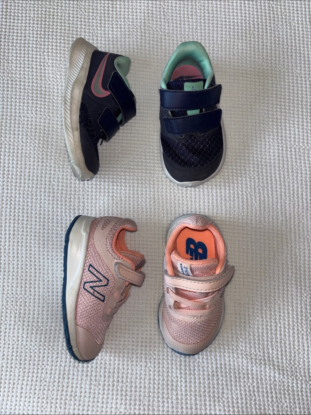 Nike and New Balance Kids Sneakers Bundle 2 Pairs Pink and Navy Size 4C